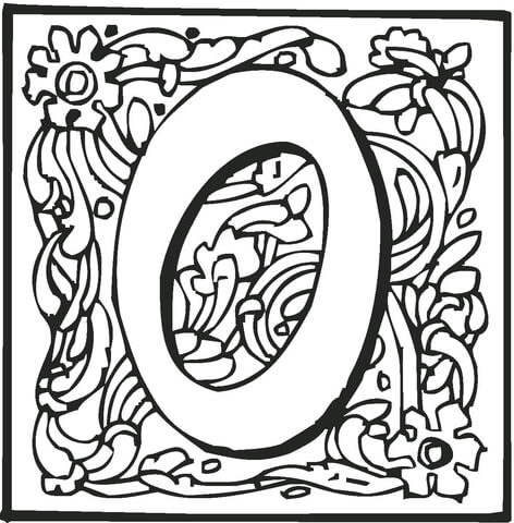 Letter O With Ornament Coloring Page